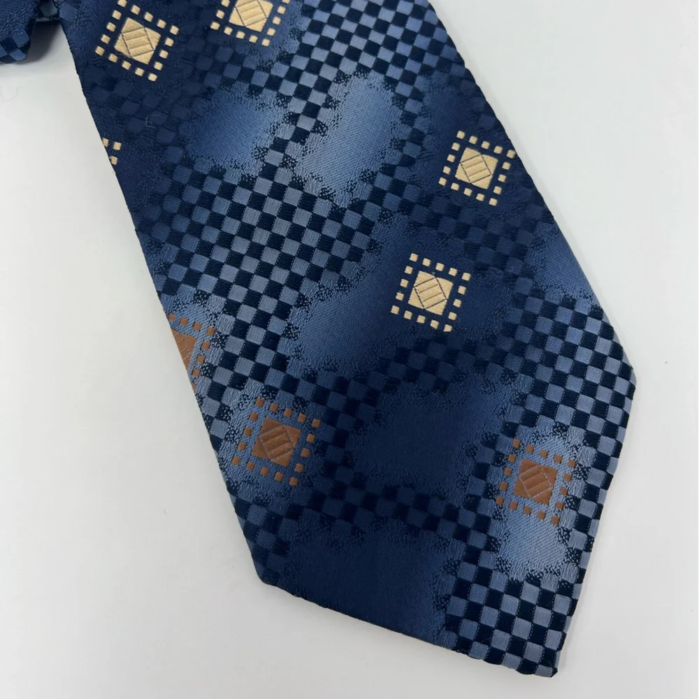 Geometric Men’s Tie, Polyester Vintage Retro Necktie Square Abstract Office Work
